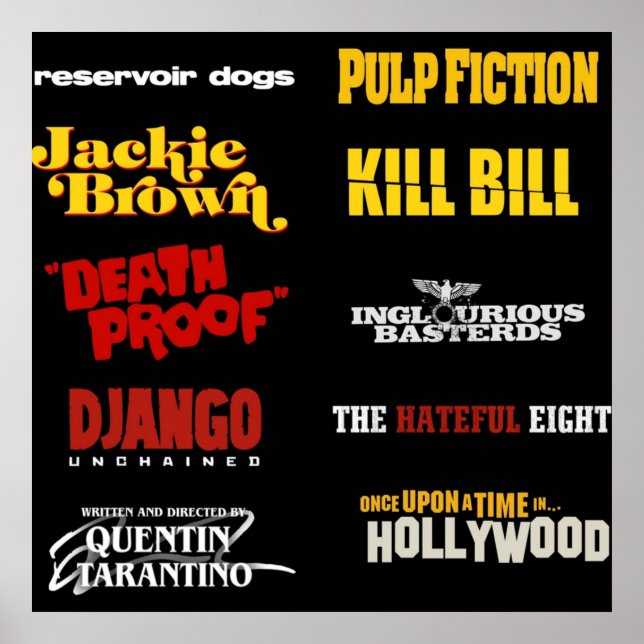 Affiche filmographie de quentin tarantino (Devant)