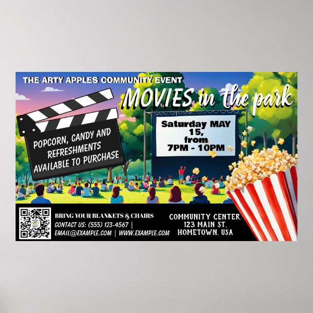 Affiche Films dans le parc Banner code qr (Devant)