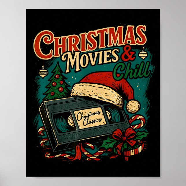 Affiche Films de Noël Détente Rétro Vhs Fêtes Nostalgie (Devant)