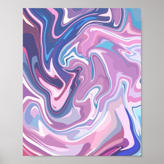 Affiche Fils Abstraits apaisants en rose pastel et bleu (Devant)
