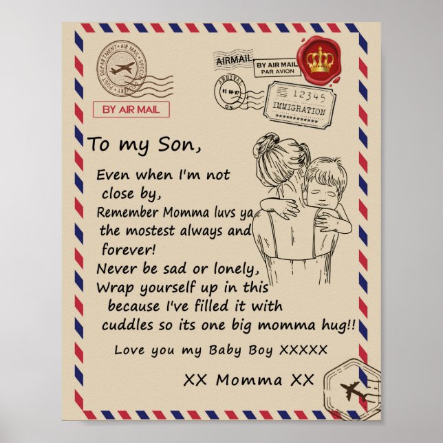Affiche Fils d'amour | Lettre À Ma Fille Vous Aime Bébé Ga (Devant)