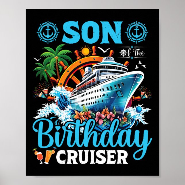 Affiche Fils du bateau de croisière d'anniversaire d'anniv (Devant)