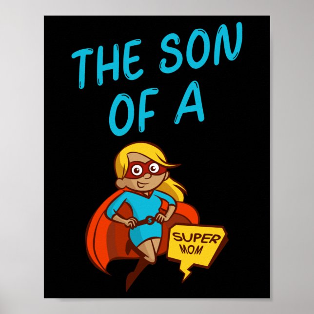 Affiche Fils d'un Super MoM Texte Bleu Female Superhero Cl (Devant)