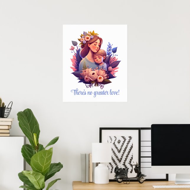 Affiche Fils et mère heureux Fête des mères (Bureau à domicile)