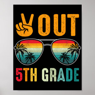 Affiche Fin 5e année Rétro Graduation Dernier jour de l'éc