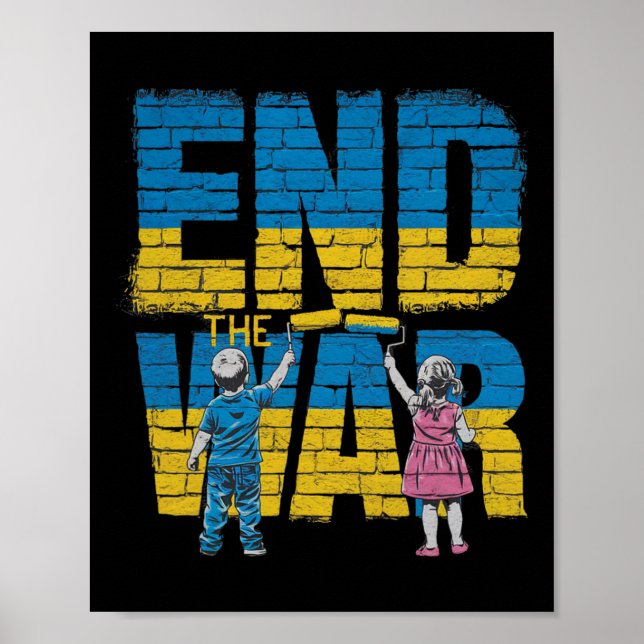 Affiche Fin de la guerre Graffiti Enfants Soutenez Zelensk (Devant)