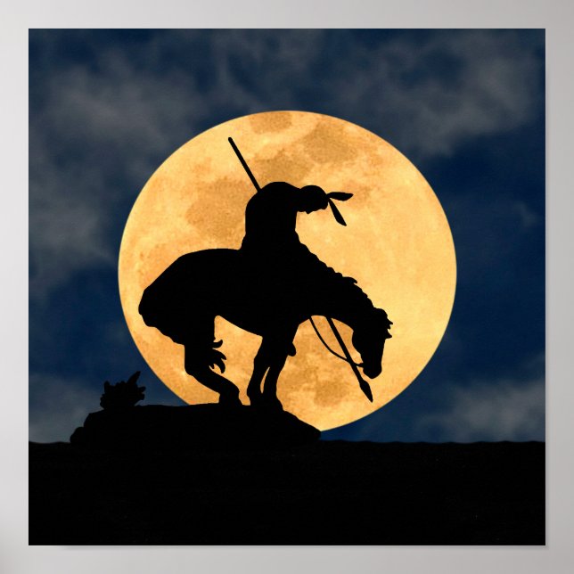 Affiche Fin de la Silhouette du sentier avec Pleine lune (Devant)