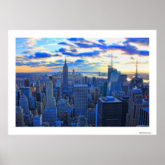 Affiche Fin de l'après-midi NYC Skyline à l'approche du co