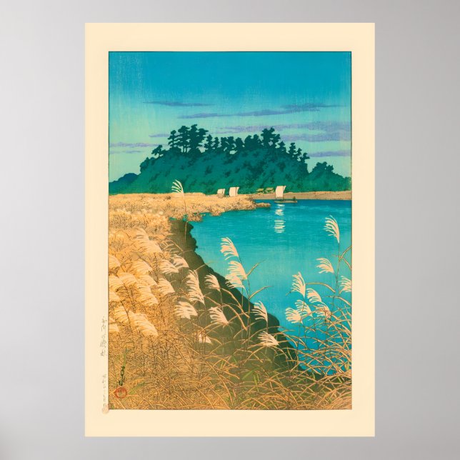 Affiche Fin de l'automne à Ichikawa par Kawase Hasui (Devant)