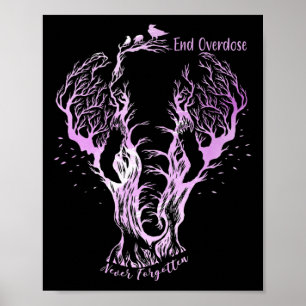 Affiche Fin de l'overdose N'oubliez jamais Dessin au trait