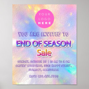 Affiche Fin de saison Vente Logo rose Holographique