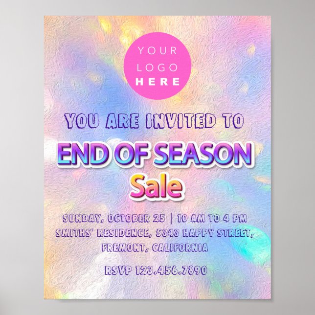Affiche Fin de saison Vente Logo rose Holographique (Devant)