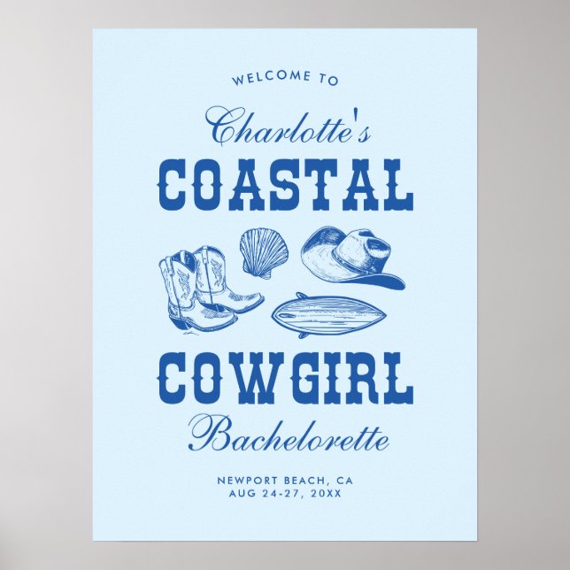 Affiche Fin de semaine de bachelorette Coastal Cowgirl (Devant)
