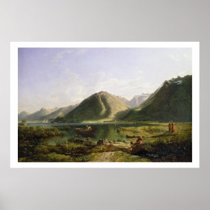 Affiche Fin du lac Léman, 1835 (huile sur toile)