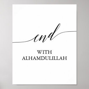 Affiche Fin élégante de calligraphie noire avec Alhamdulil