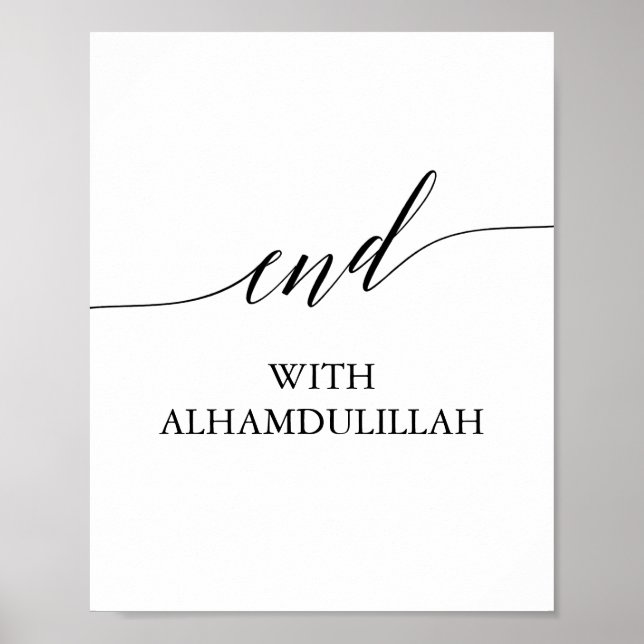Affiche Fin élégante de calligraphie noire avec Alhamdulil (Devant)