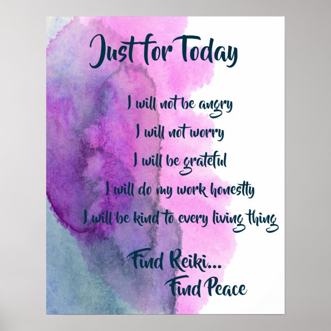 Affiche Find Reiki, Find Peace Blue Purple watercolor (Devant)