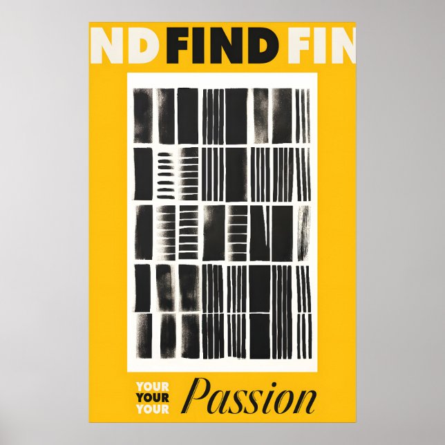 Affiche Find Your Passion Art Print Yellow & Black (Devant)