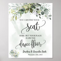 Find your seat sign wedding reception eucalyptus