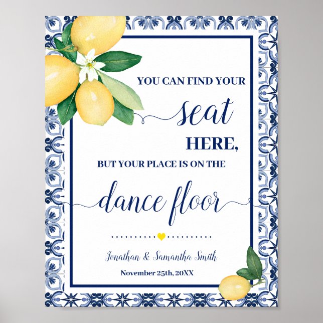 Affiche Find Your Seat Wedding Reception Mediterranean (Devant)