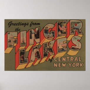 Affiche Fingerlakes, New York - grandes scènes de lettre