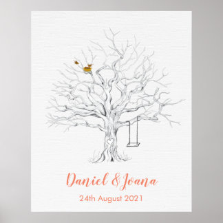 Affiche Fingerprint guest book tree thumbprint tree