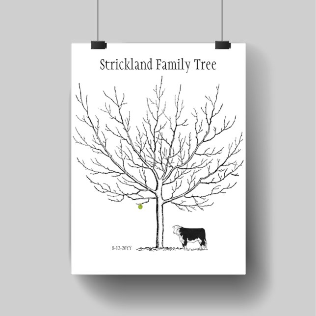 Affiche Fingerprint Rustic Cow Family Tree No Border (Créateur téléchargé)
