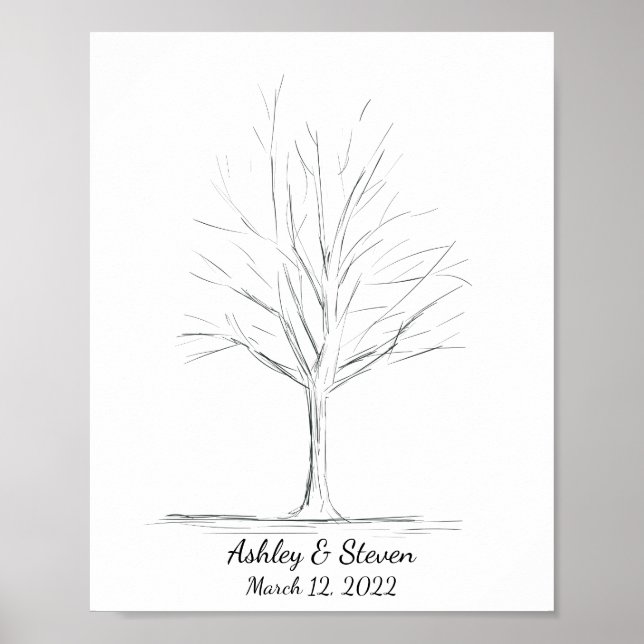 Affiche Fingerprint Wedding Guestbook Tree (Devant)