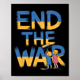 Affiche Finissez la guerre Graffiti Enfants soutiennent Ze