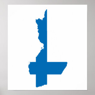 Affiche Finland Flag Map full size