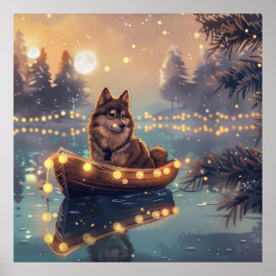 Affiche Finlandais Lapphund Noël Festive Voyage