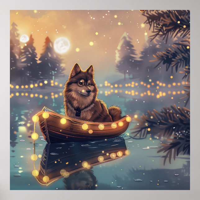 Affiche Finlandais Lapphund Noël Festive Voyage (Devant)