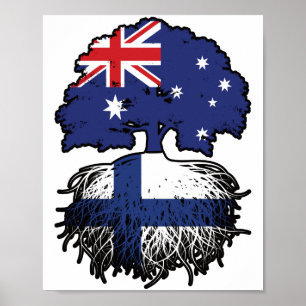 Affiche Finlande Finlande Australie Australie racine d'arb