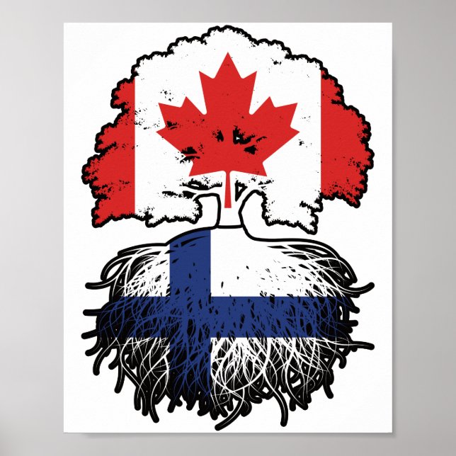 Affiche Finlande Finlande Canada Drapeau des racines de l' (Devant)