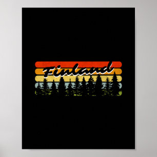 Affiche Finlande Forêt Coucher de soleil Arbres Cabane Vac