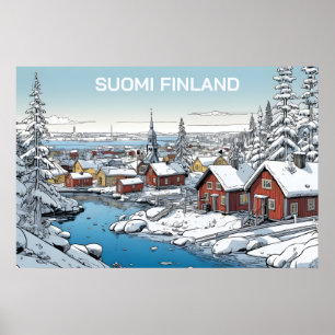 Affiche Finlande Illustration hivernale