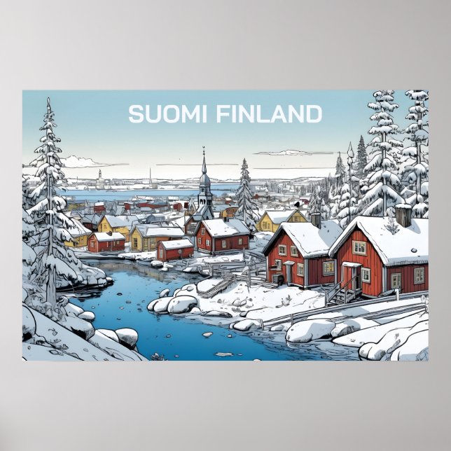 Affiche Finlande Illustration hivernale (Devant)