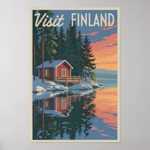 Affiche Finlande Lac Voyage Art Vintage