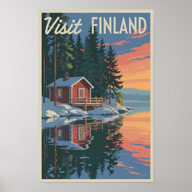 Affiche Finlande Lac Voyage Art Vintage (Devant)