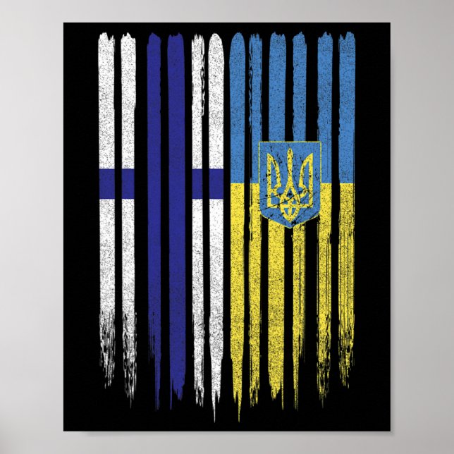 Affiche Finlande Ukraine Drapeau finlandais ukrainien  (Devant)