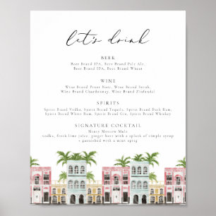 Affiche FIONA Charleston SC Rainbow Row Bar Menu Sign