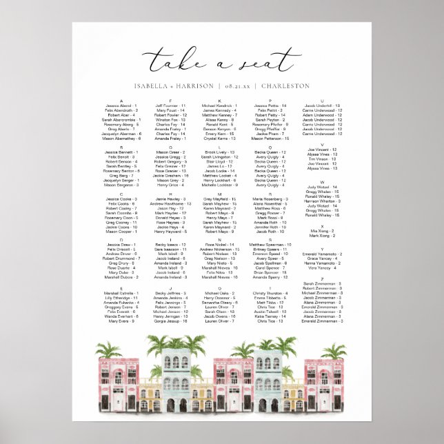 Affiche FIONA Charleston SC Rainbow Row Seins Chart (Devant)