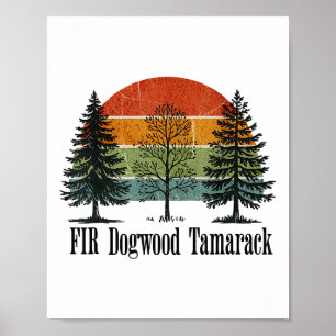 Affiche Fir Dogwood Tamarack Retro Vintage Tree National P
