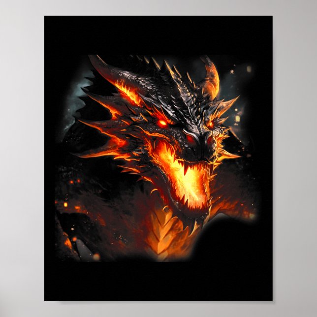 Affiche Fire Dragon Head Mythique Dragon Love Respiration  (Devant)