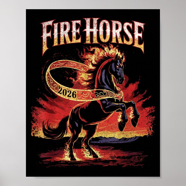 Affiche Fire Horse 2026 Zodiac Art Chinese New Year  (Devant)