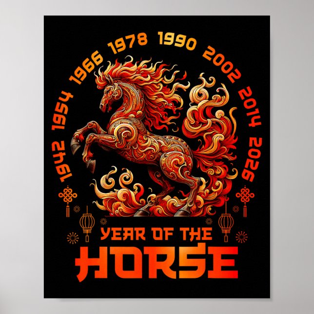 Affiche Fire Horse Chinese Zodiac Symbol 2026 Lunar New Ye (Devant)