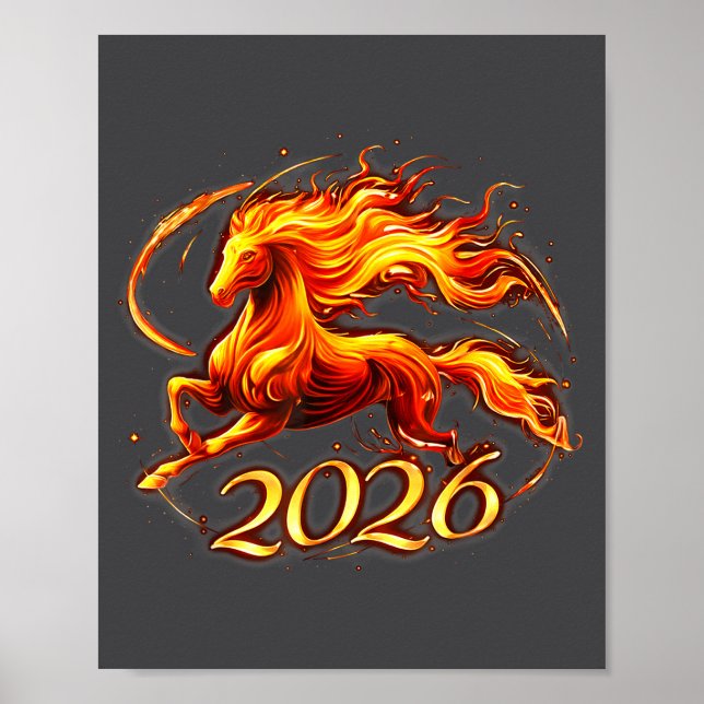 Affiche Fire Horse Chinese Zodiac Symbol 2026 Lunar New Ye (Devant)