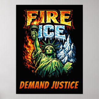 Affiche FIRE ICE Anti-ICE Protest Sign, Download,   