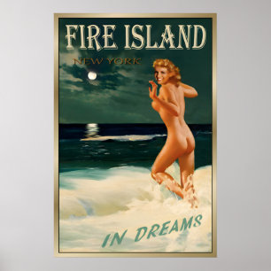 Affiche Fire Island New York Marilyn Monroe Plage Voyage