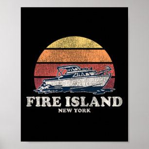 Affiche Fire Island Ny Vintage Navigation 70s Rétro Design